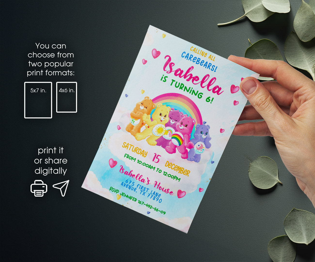 Care Bears customizable invitation template | Share or Print | TQ895