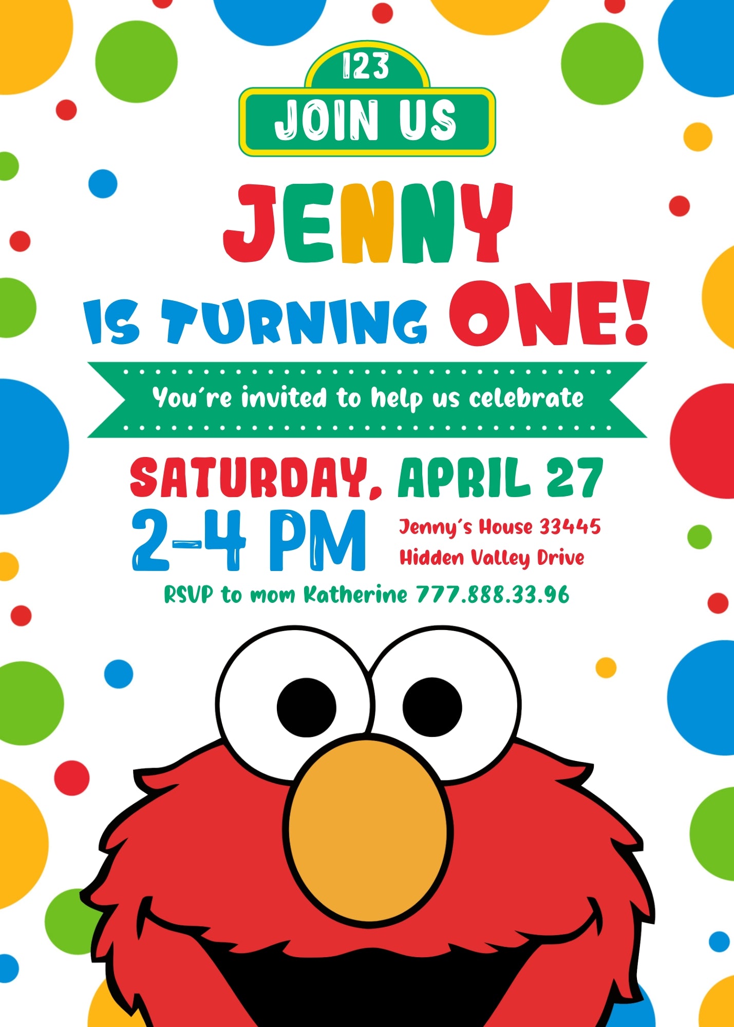 Sesame Street Elmo customizable invitation template | Share or Print | GM798
