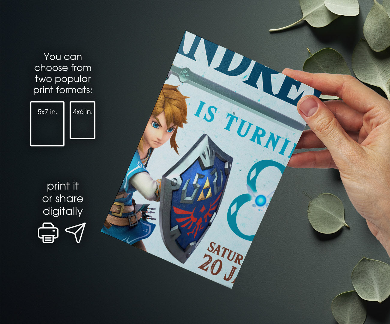 Legend of Zelda Gamer customizable invitation template | Share or Print | IG789