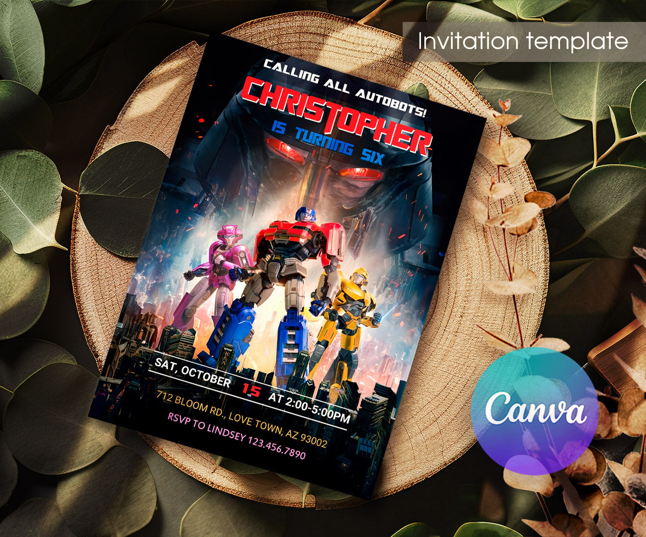 Transformers One Rescue Bots customizable invitation template | Share or Print | boy | KJ256