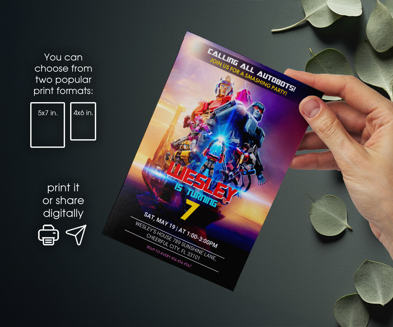 Transformers One Rescue Bots customizable invitation template | Share or Print | boy | KY457