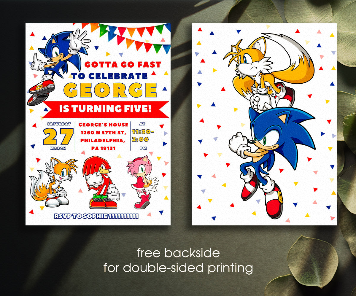 Sonic the Hedgehog customizable invitation template | Share or Print | EI924