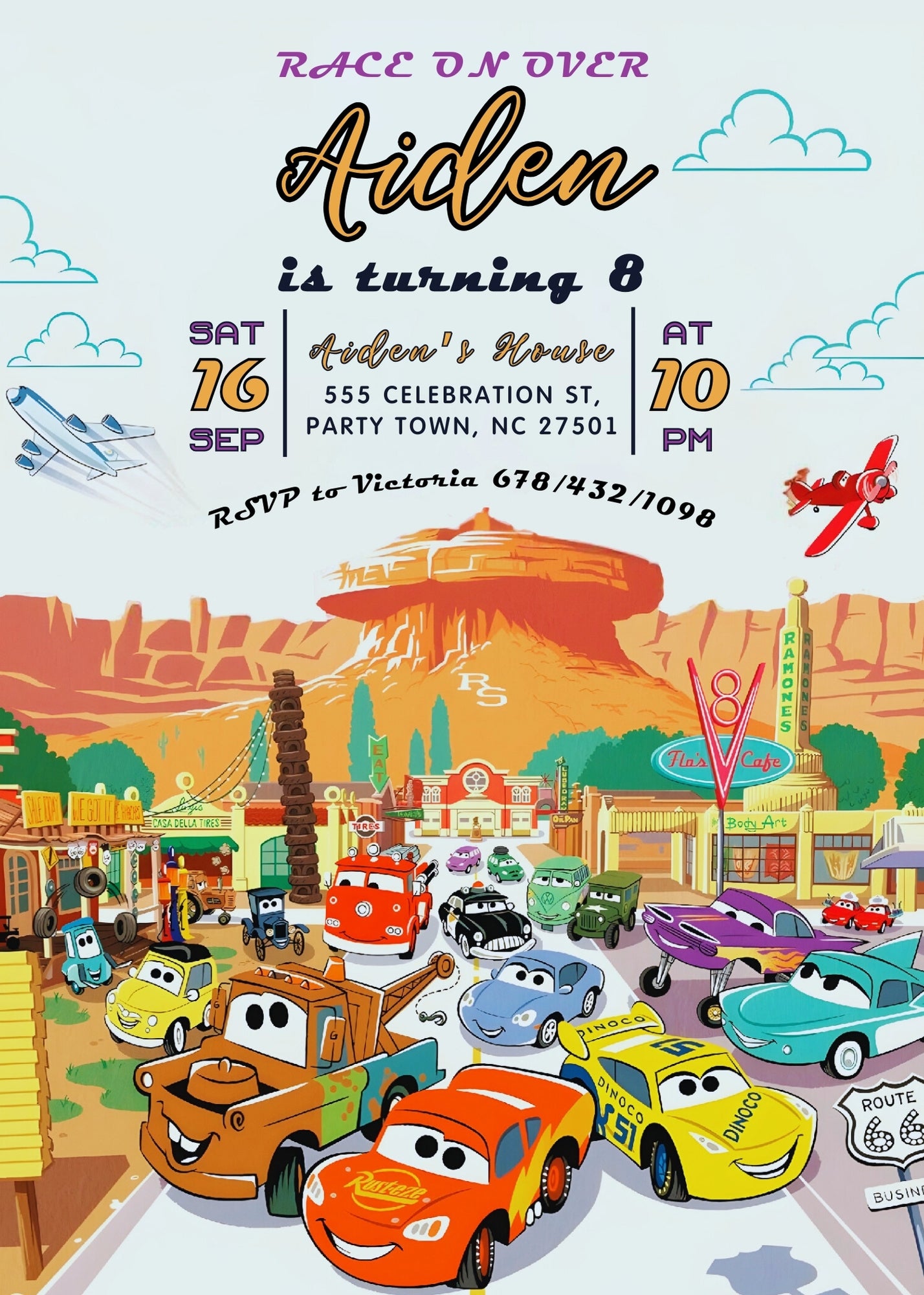 Cars Lightning McQueen customizable invitation template | Share or Print | boy | AW197