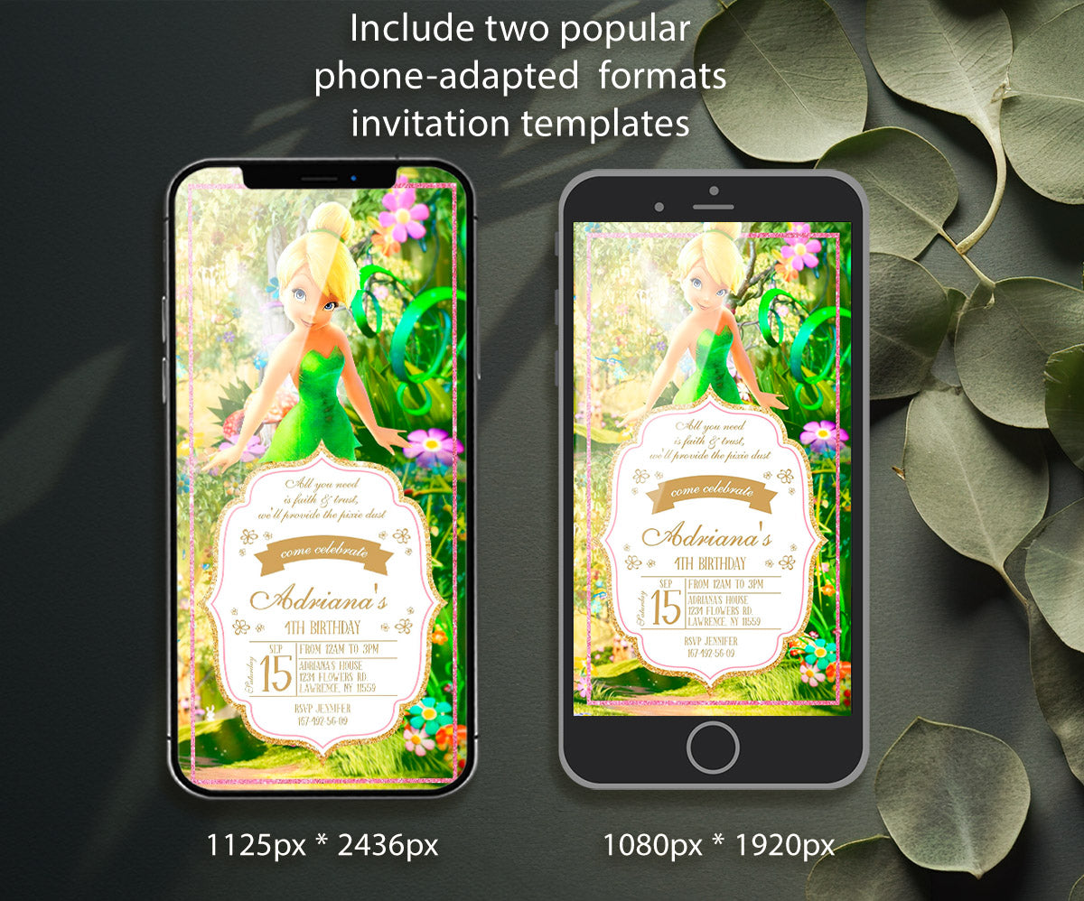 Tinker Bell Fairy Princess customizable invitation template | Share or Print | girl | ES840
