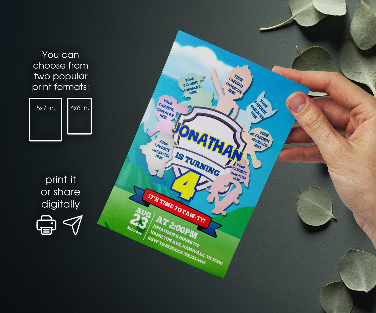 PAW Patrol customizable invitation template | Share or Print | WF299
