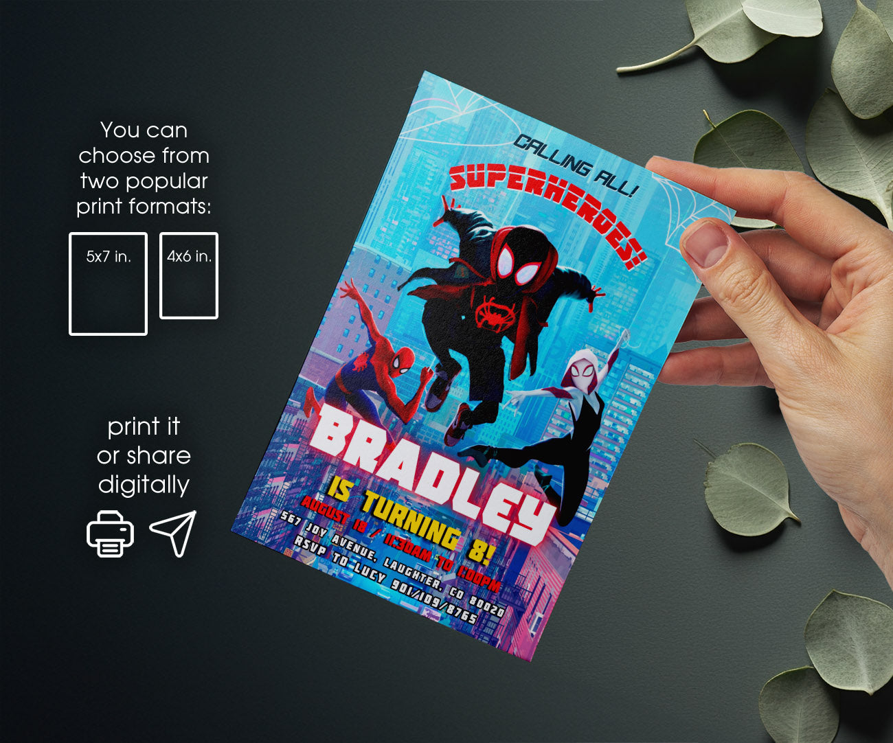 Spider Man Across the Spider-Verse customizable invitation template | Share or Print | boy | GV699