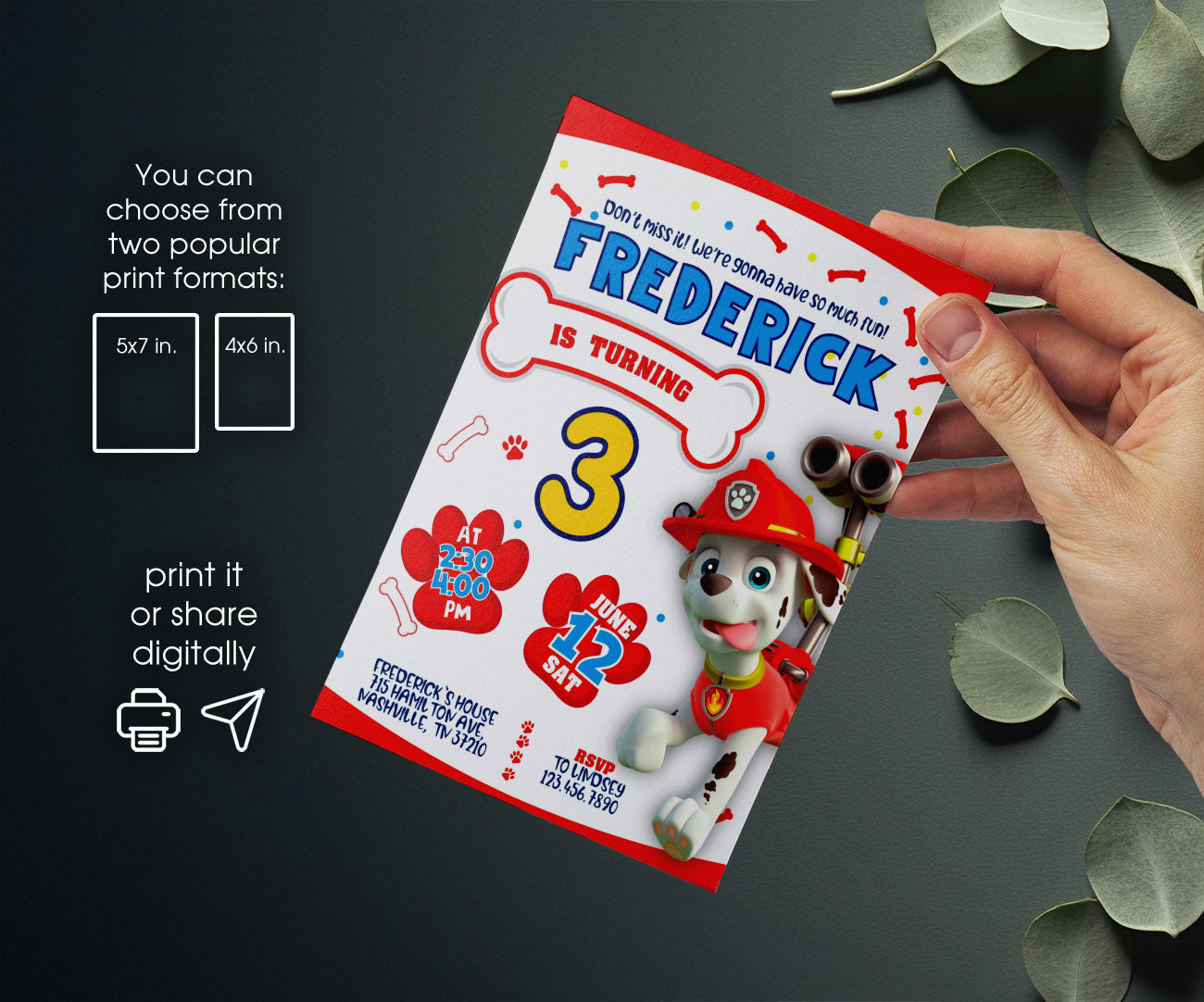 PAW Patrol customizable invitation template | Share or Print | HL260