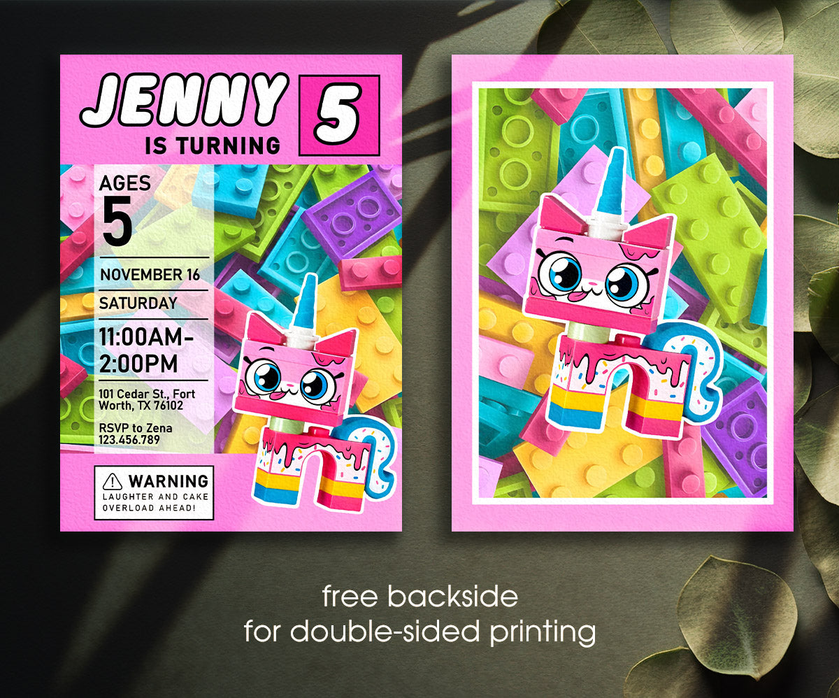 Lego UniKitty customizable invitation template | Share or Print | KI253