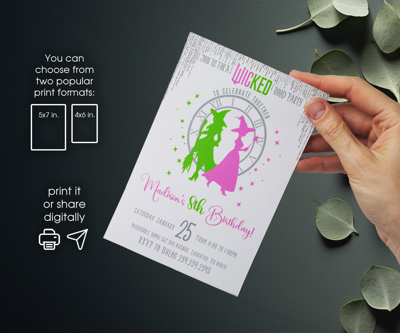 Wicked Musical Movie customizable invitation template | Share or Print | DX921