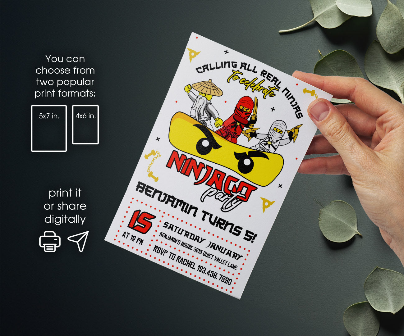 Ninjago Minifigures Lego customizable invitation template | Share or Print | DP459