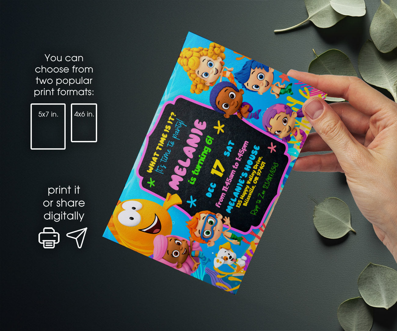 Bubble Guppies customizable invitation template | Share or Print | TA351