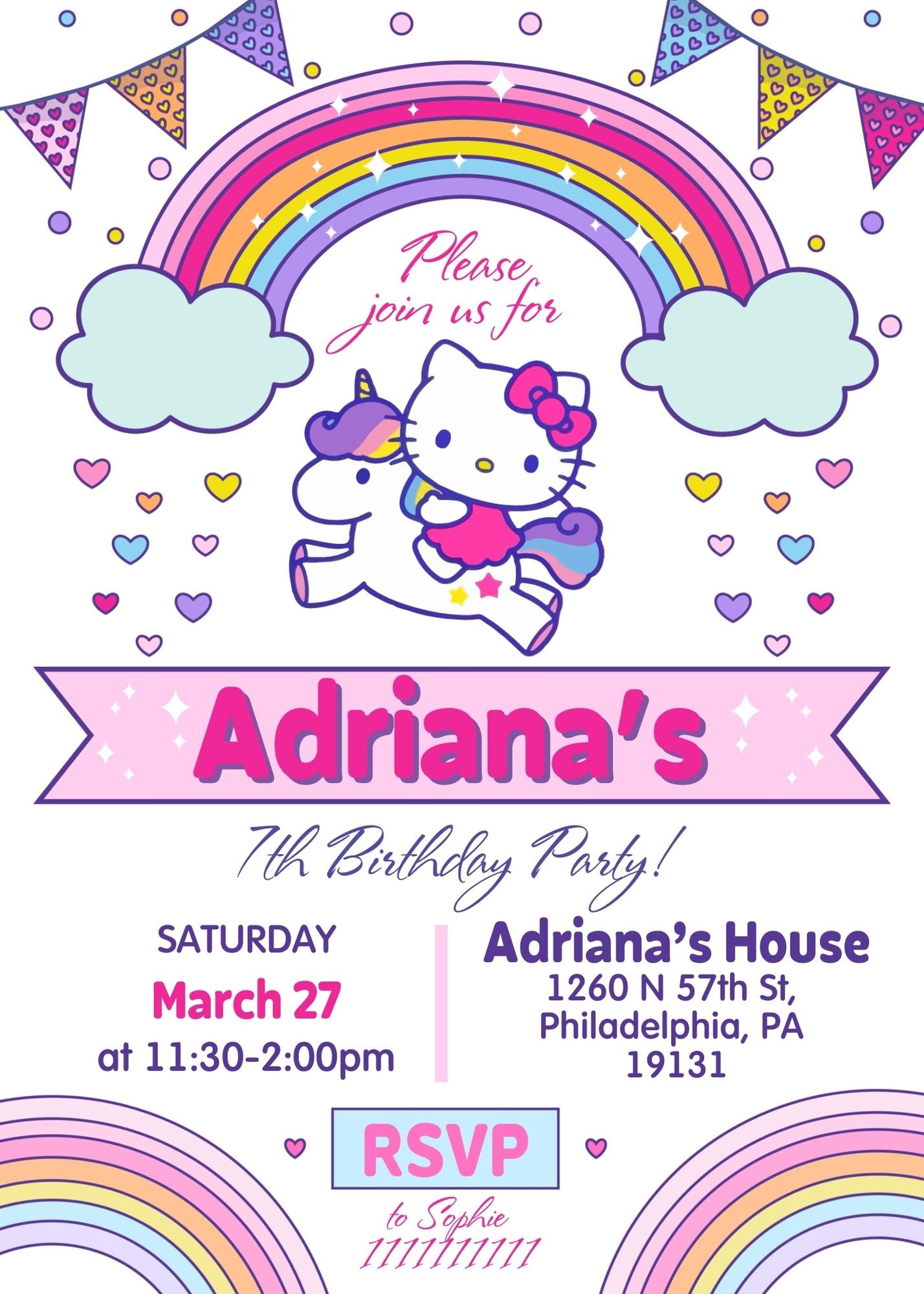 Hello Kitty Sanrio customizable invitation template | Share or Print | GA882