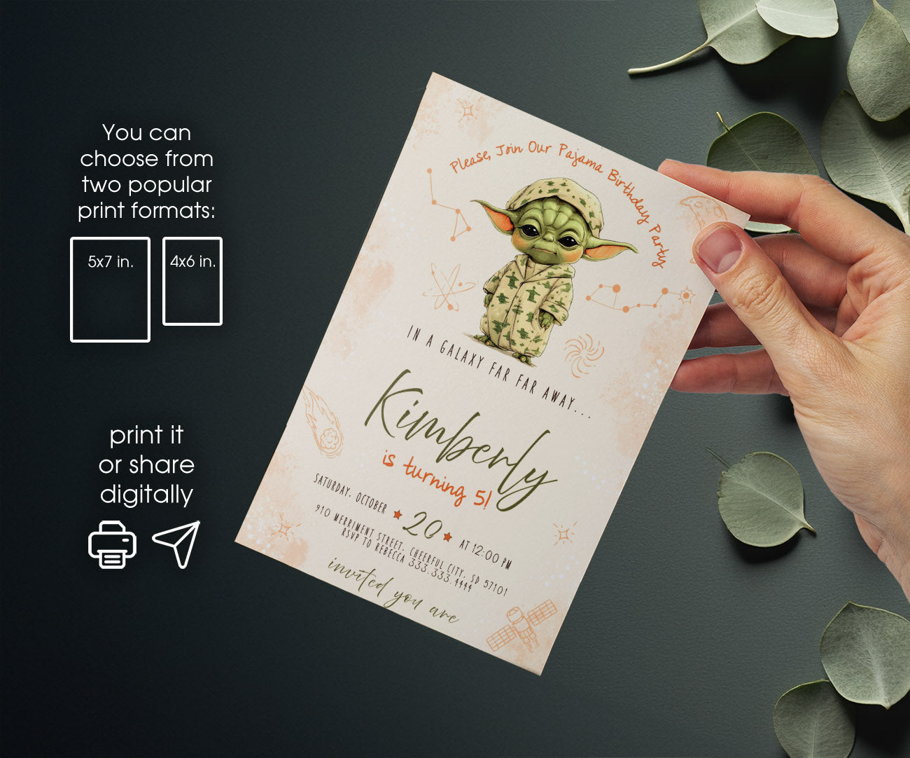Baby Yoda Grogu Star Wars Mandalorian customizable invitation template | Share or Print | boy | VH993