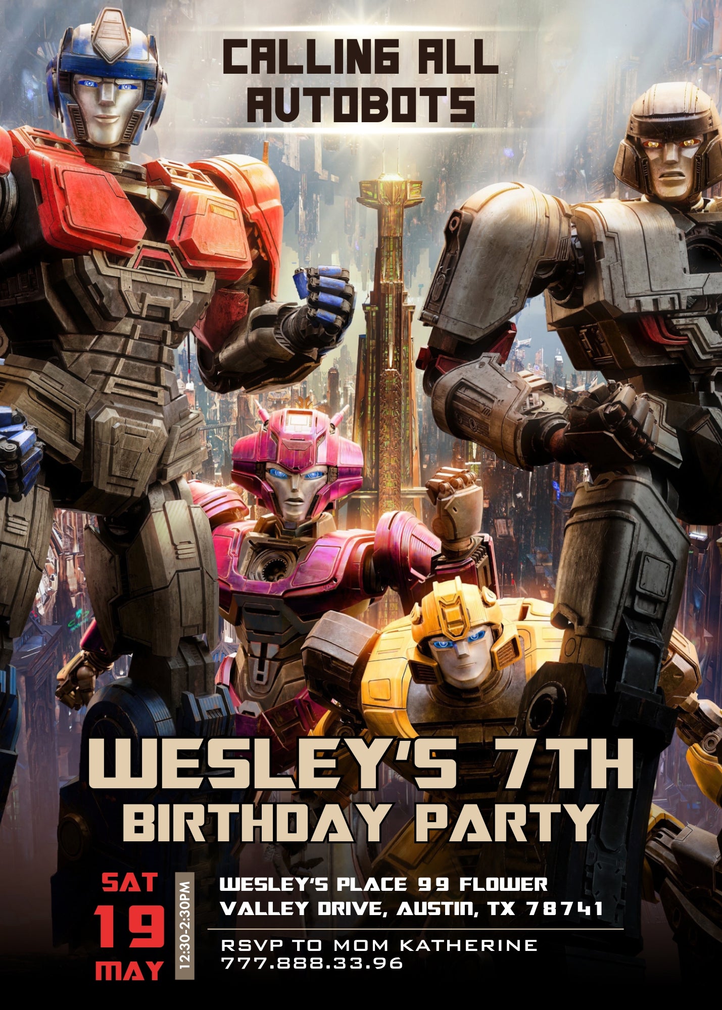 Transformers One Rescue Bots customizable invitation template | Share or Print | boy | XW256
