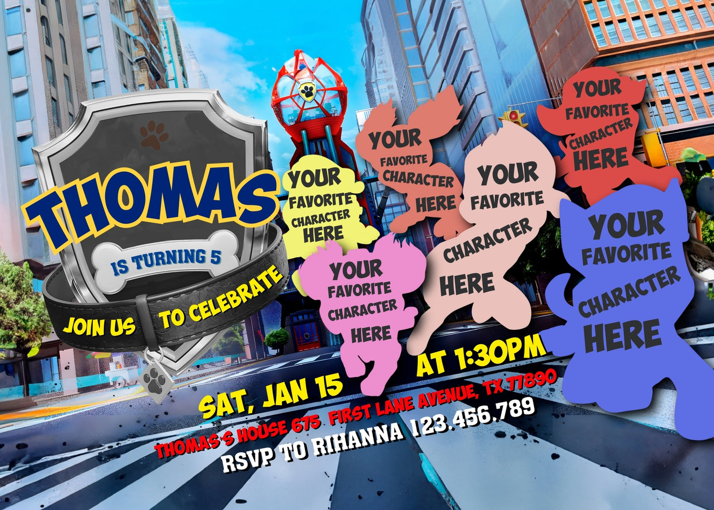 PAW Patrol customizable invitation template | Share or Print | ZK235
