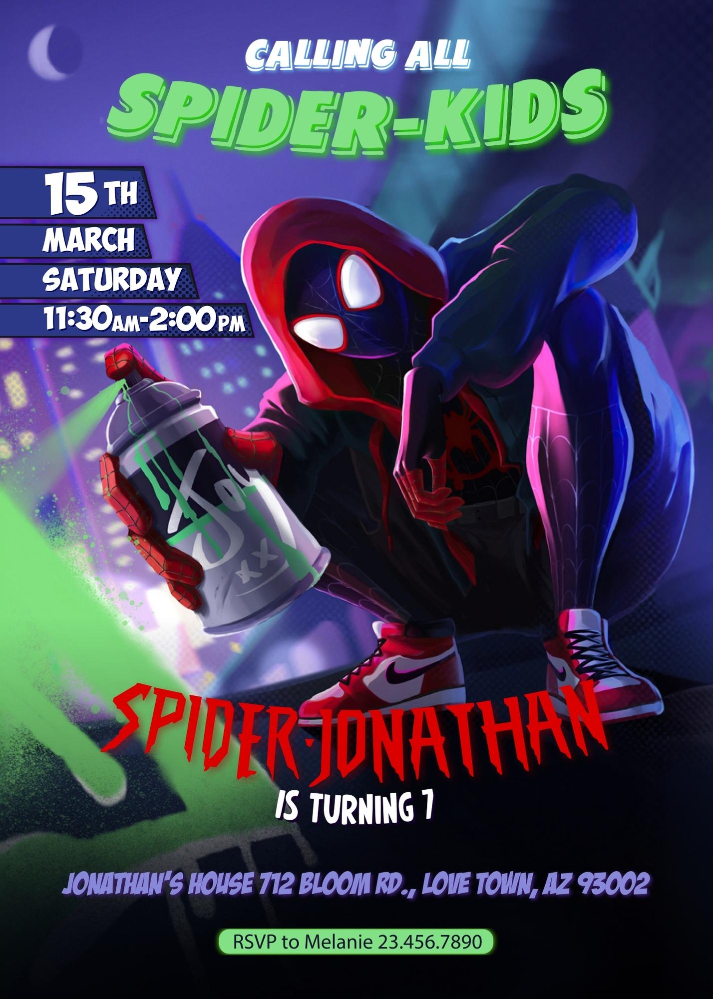 Spider Man Across the Spider-Verse customizable invitation template | Share or Print | boy | ZV696