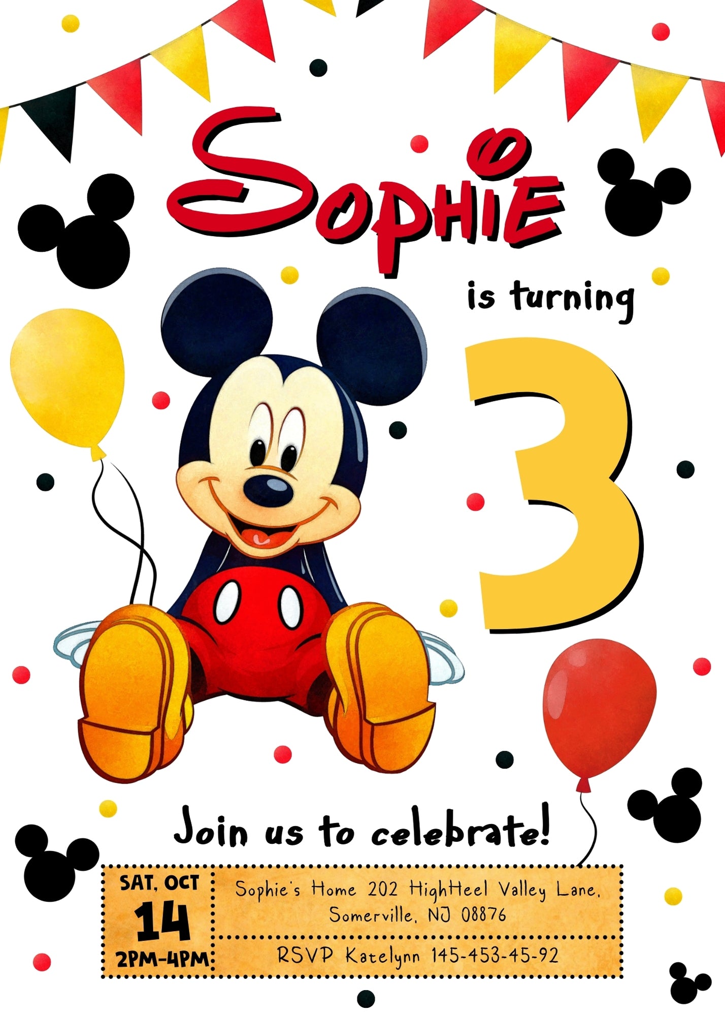 Mickey Mouse and Friends customizable invitation template | Share or Print | DN711