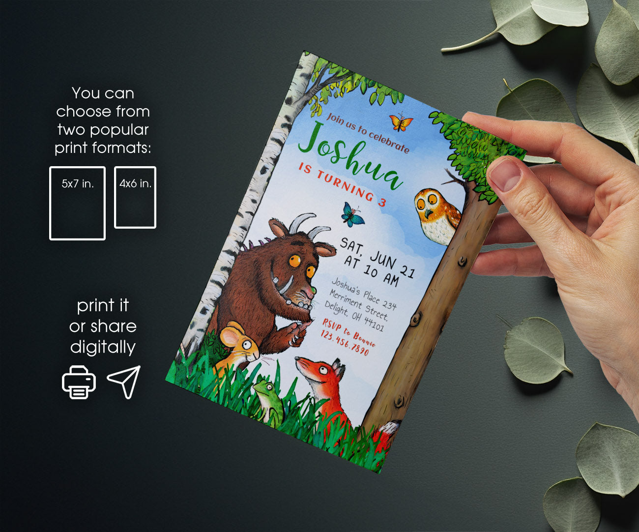 Gruffalo customizable invitation template | Share or Print | ME155