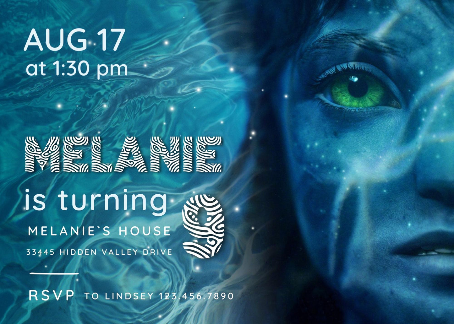 Avatar The Way of Water customizable invitation template | Share or Print | VJ832