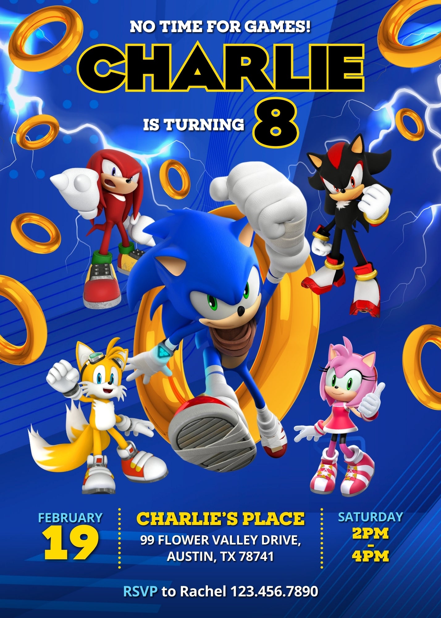 Sonic the Hedgehog customizable invitation template | Share or Print | HF199