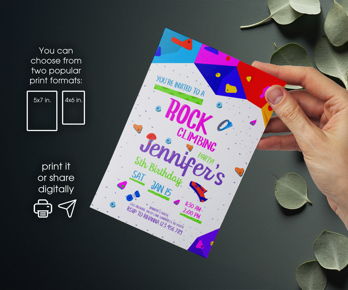 Rock Climbing customizable invitation template | Share or Print | IX795
