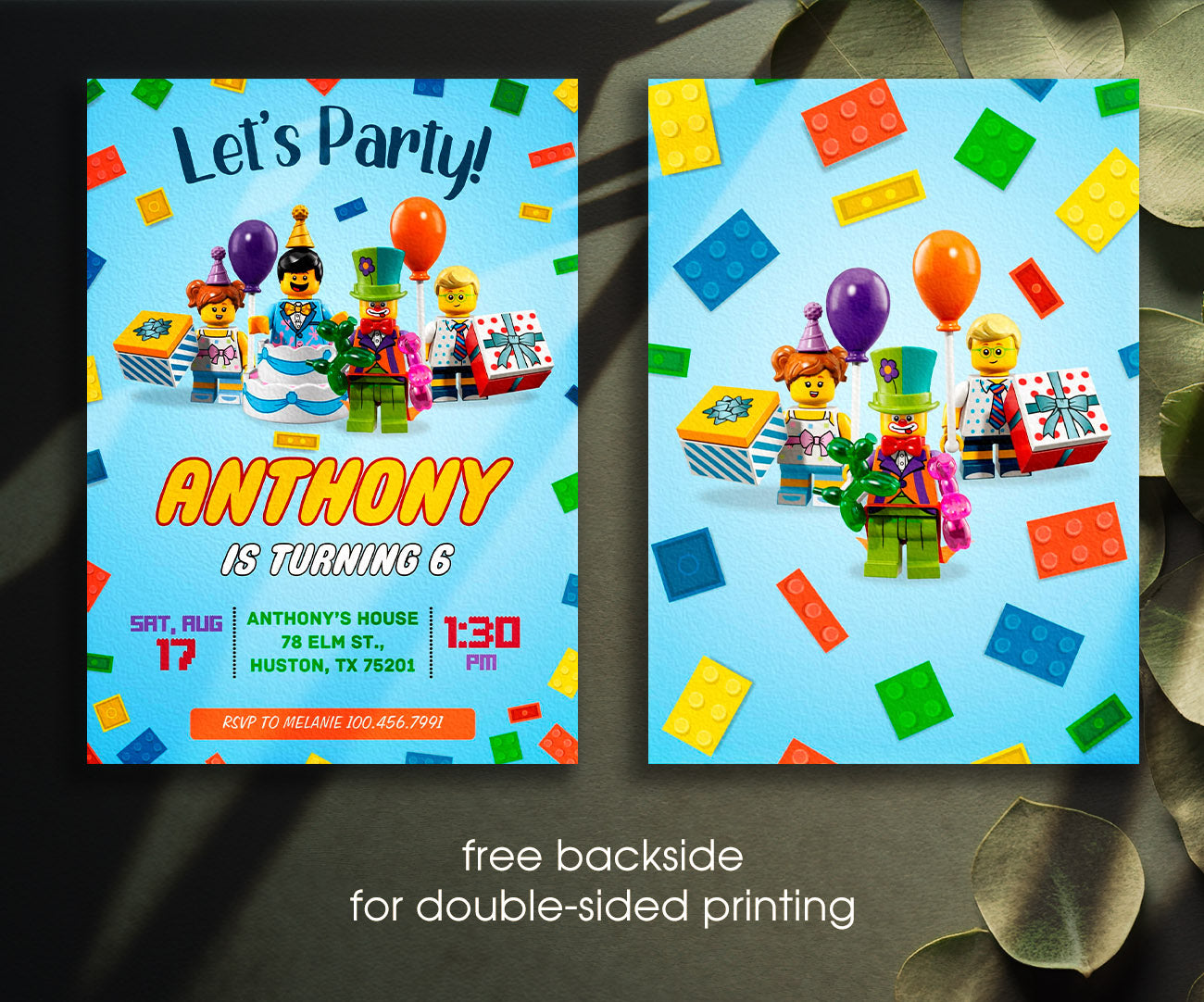 Lego Minifigures customizable invitation template | Share or Print | RG203