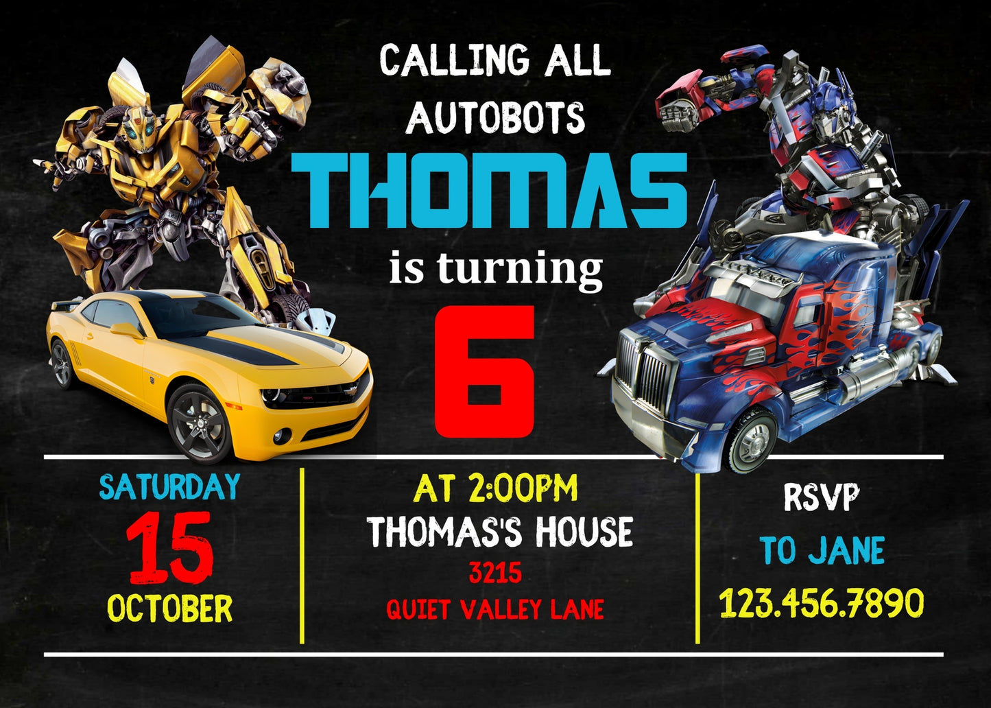 Transformers Rescue Bots customizable invitation template | Share or Print | boy | UW953