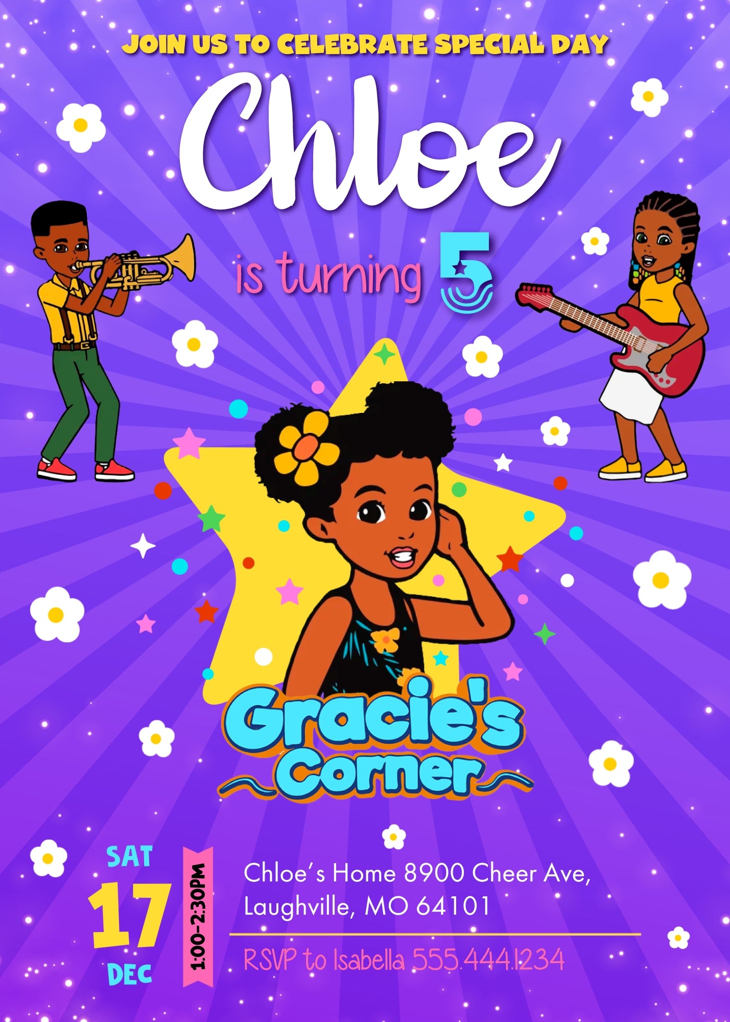 Gracie's Corner Music customizable invitation template | Share or Print | girl | YK692