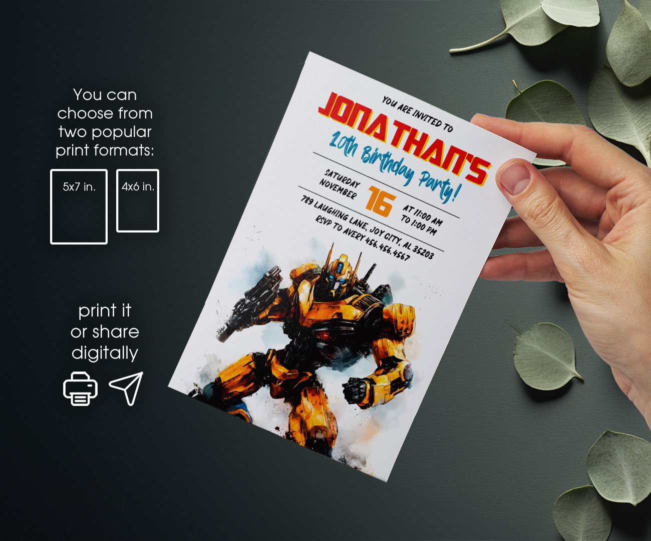 Transformers Rescue Bots customizable invitation template | Share or Print | boy | AS655