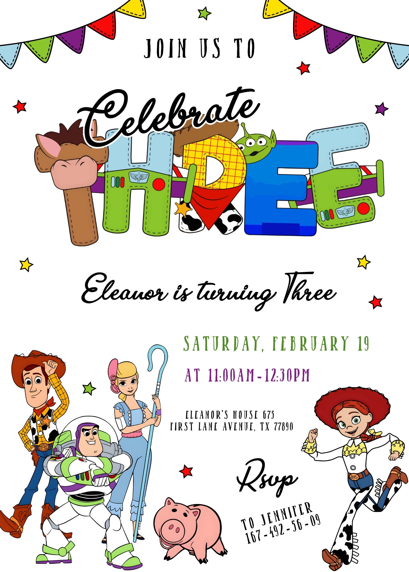 Toy Story Woody customizable invitation template | Share or Print | JX435