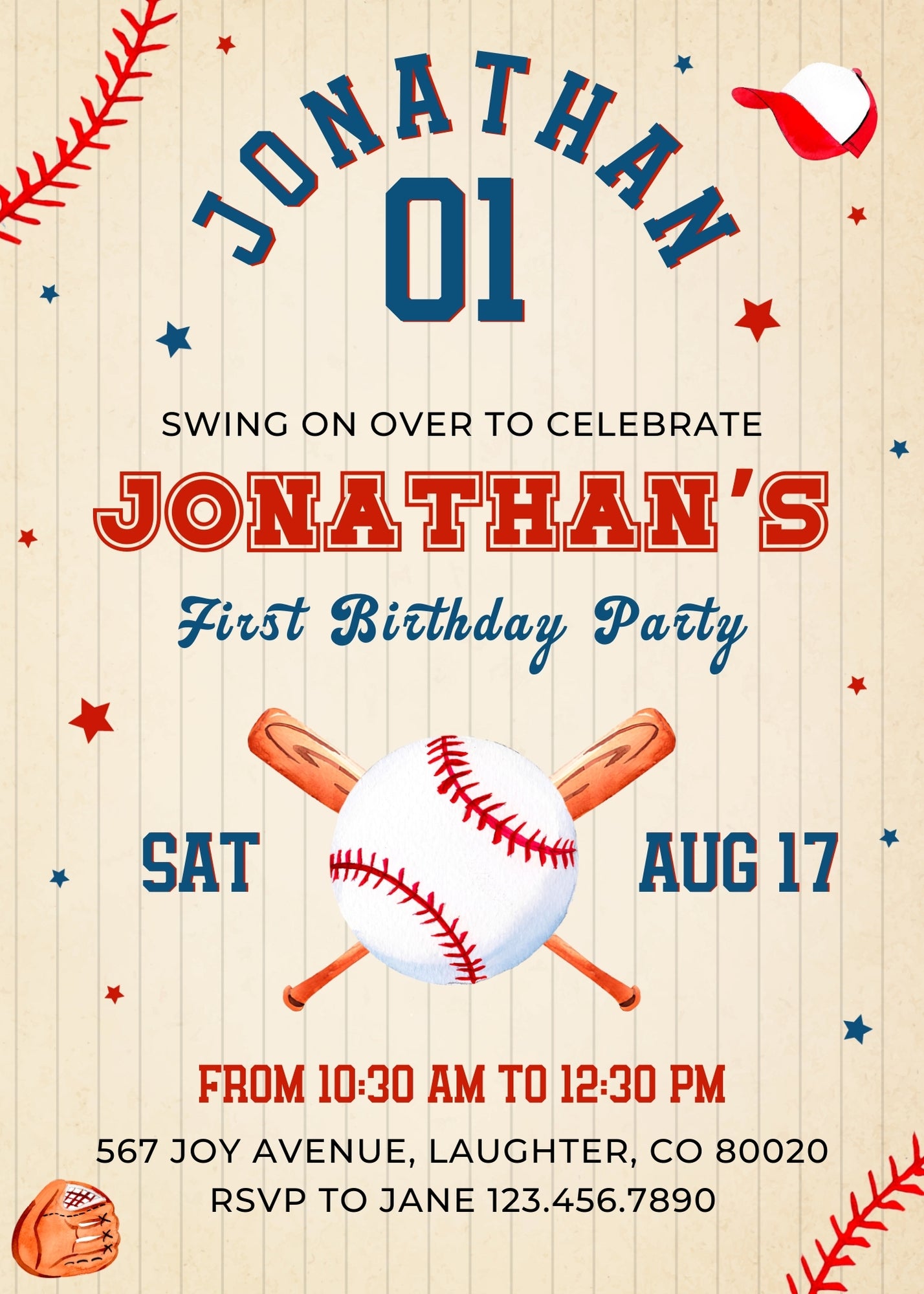 Baseball MLB Sport customizable invitation template | Share or Print | boy | ZZ486