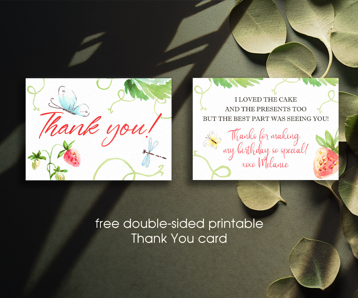 Berry First Birthday customizable invitation template | Share or Print | girl | GR803