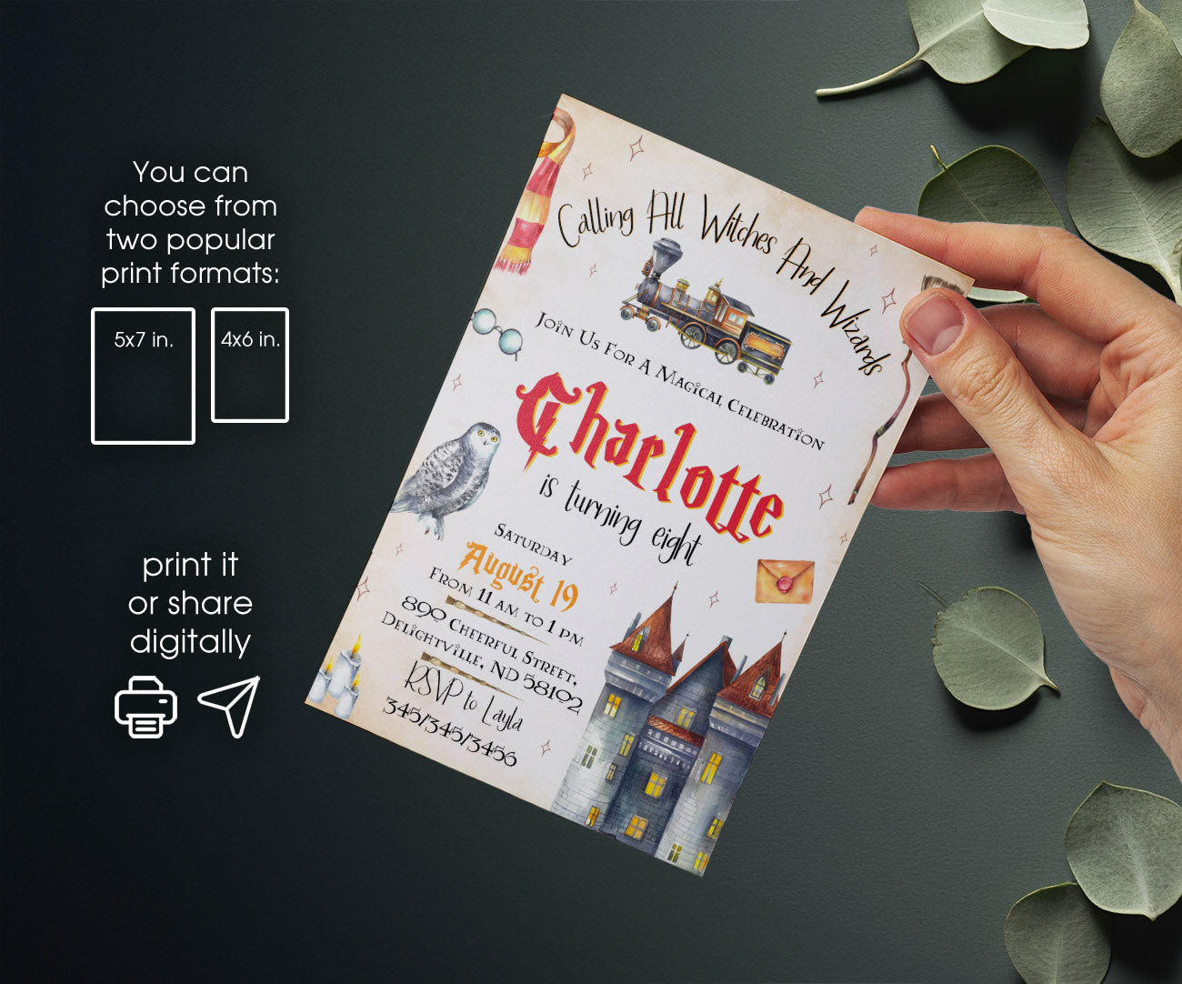 Harry Potter customizable invitation template | Share or Print | FK836