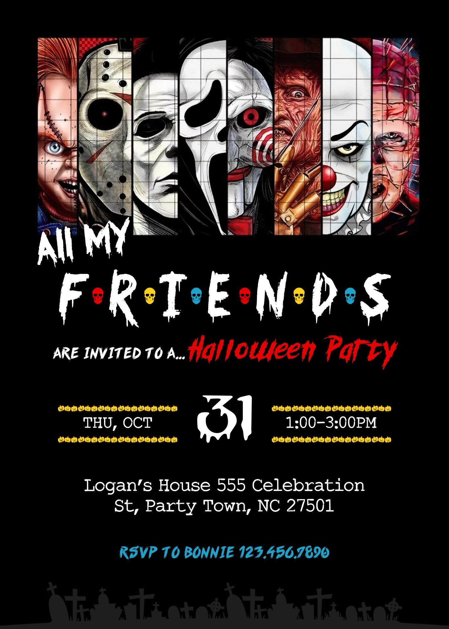 Horror Killer Movie Party customizable invitation template | Share or Print | PT392