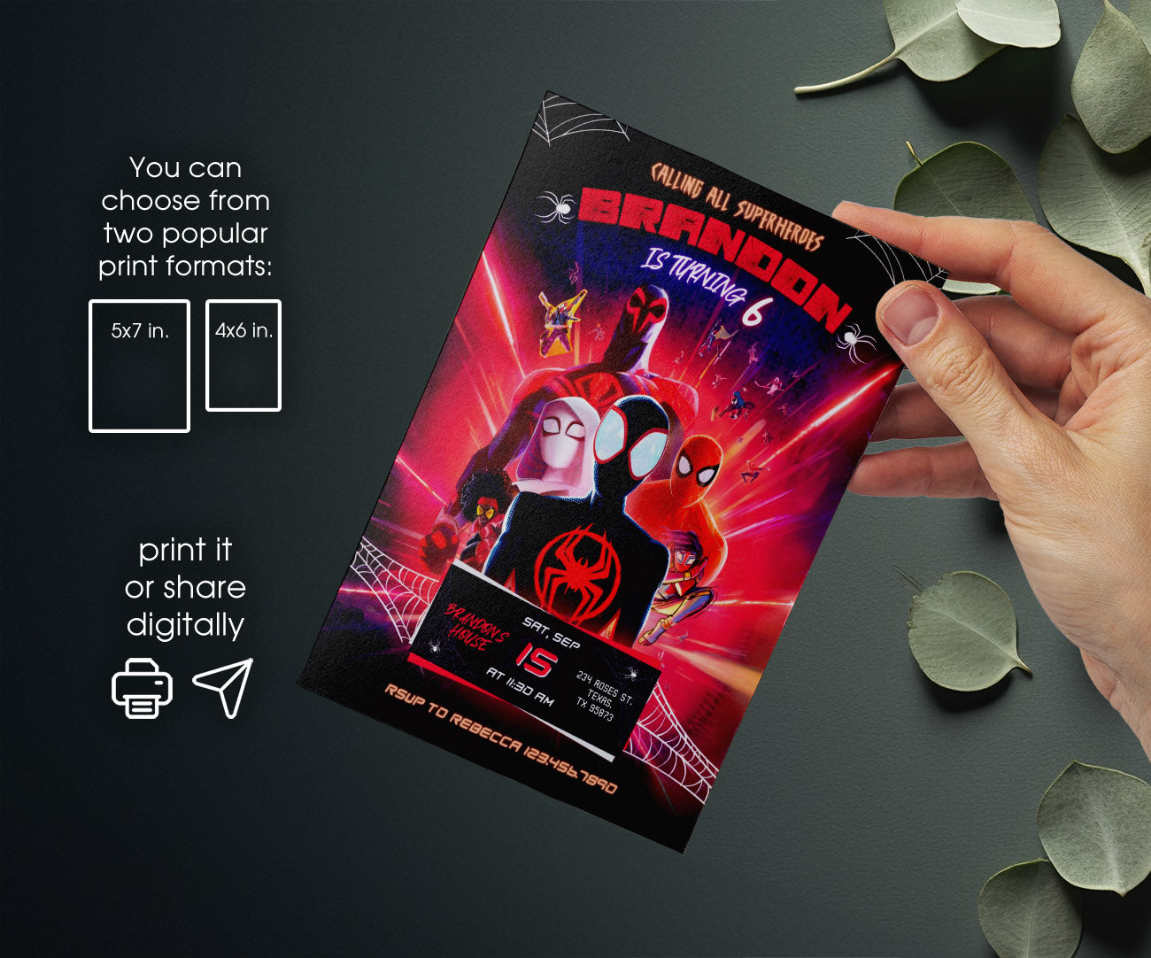 Spider Man Across the Spider-Verse customizable invitation template | Share or Print | boy | ZZ078