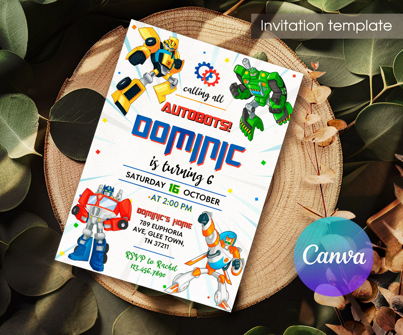 Transformers Rescue Bots customizable invitation template | Share or Print | boy | HK443