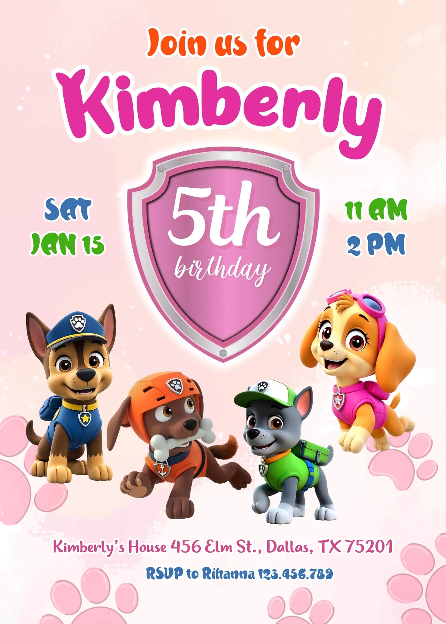 PAW Patrol customizable invitation template | Share or Print | NY321