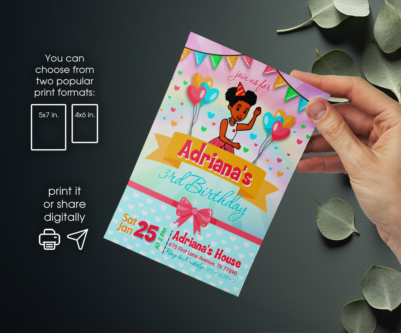 Gracie's Corner Music customizable invitation template | Share or Print | girl | XL751