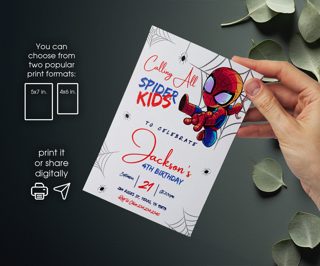 Spidey and His Amazing Friends customizable invitation template | Share or Print | boy | IF217