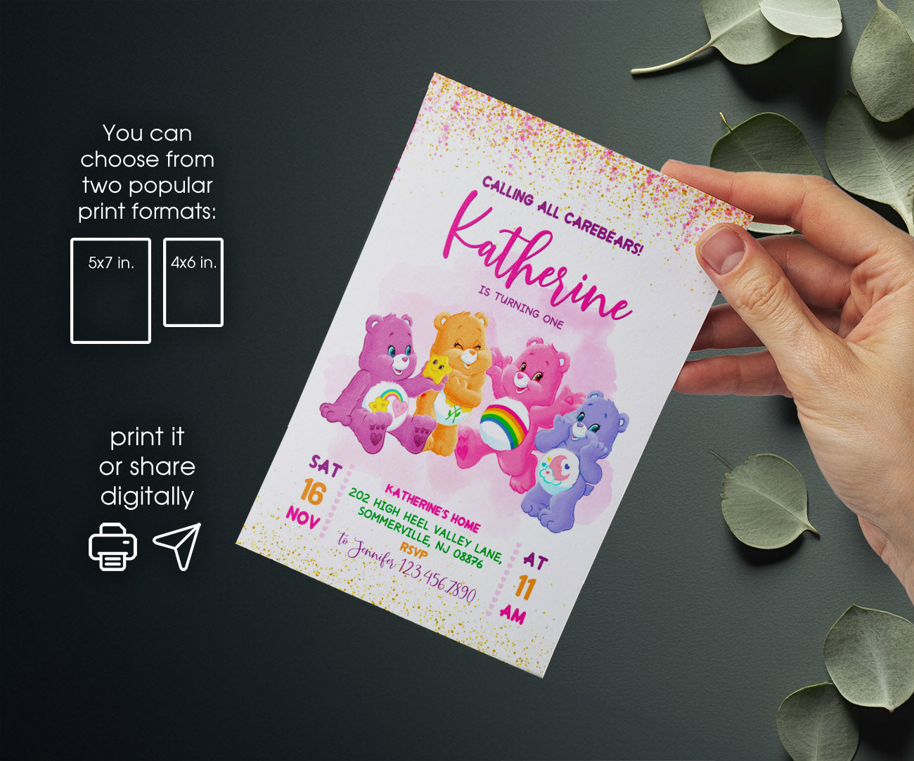 Care Bears customizable invitation template | Share or Print | JG412