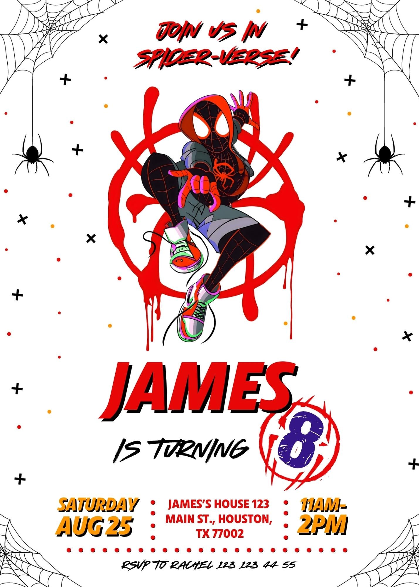 Spider Man Across the Spider-Verse customizable invitation template | Share or Print | boy | NW761