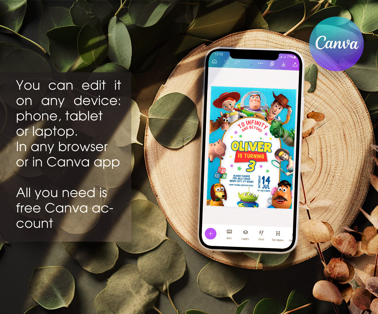 Toy Story Woody customizable invitation template | Share or Print | TI379