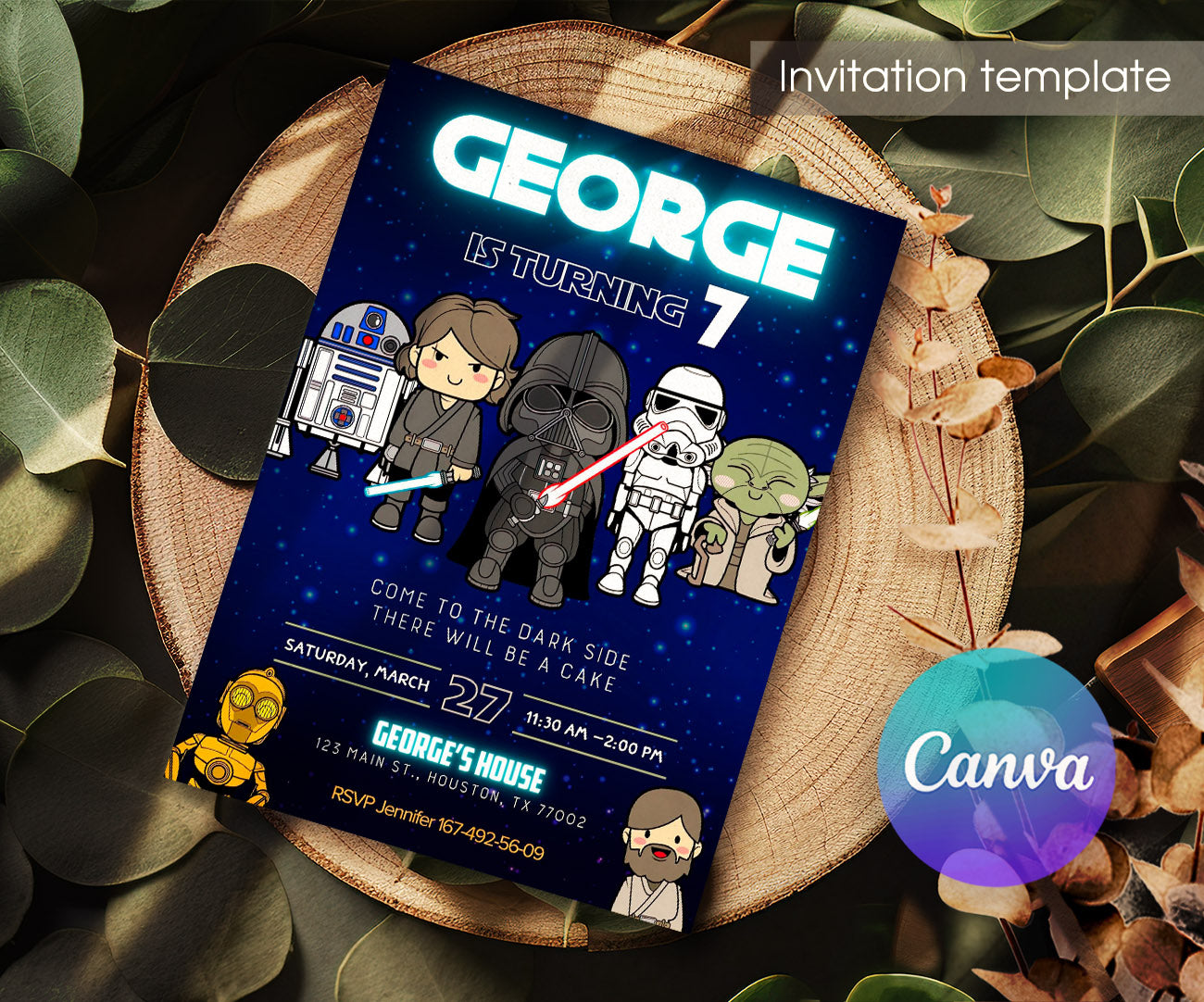 Star Wars Darth Vader customizable invitation template | Share or Print | boy | VL169
