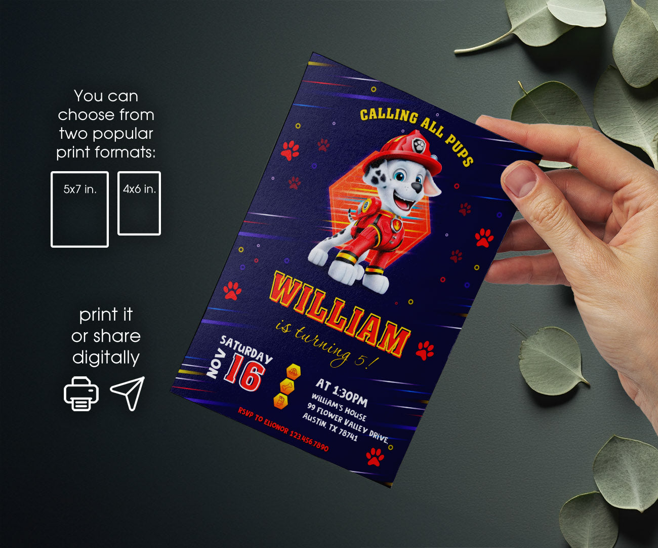 PAW Patrol customizable invitation template | Share or Print | IH341