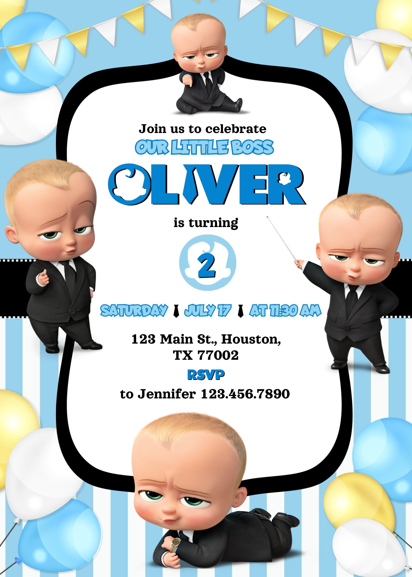 Baby Boss customizable invitation template | Share or Print | boy | YZ057