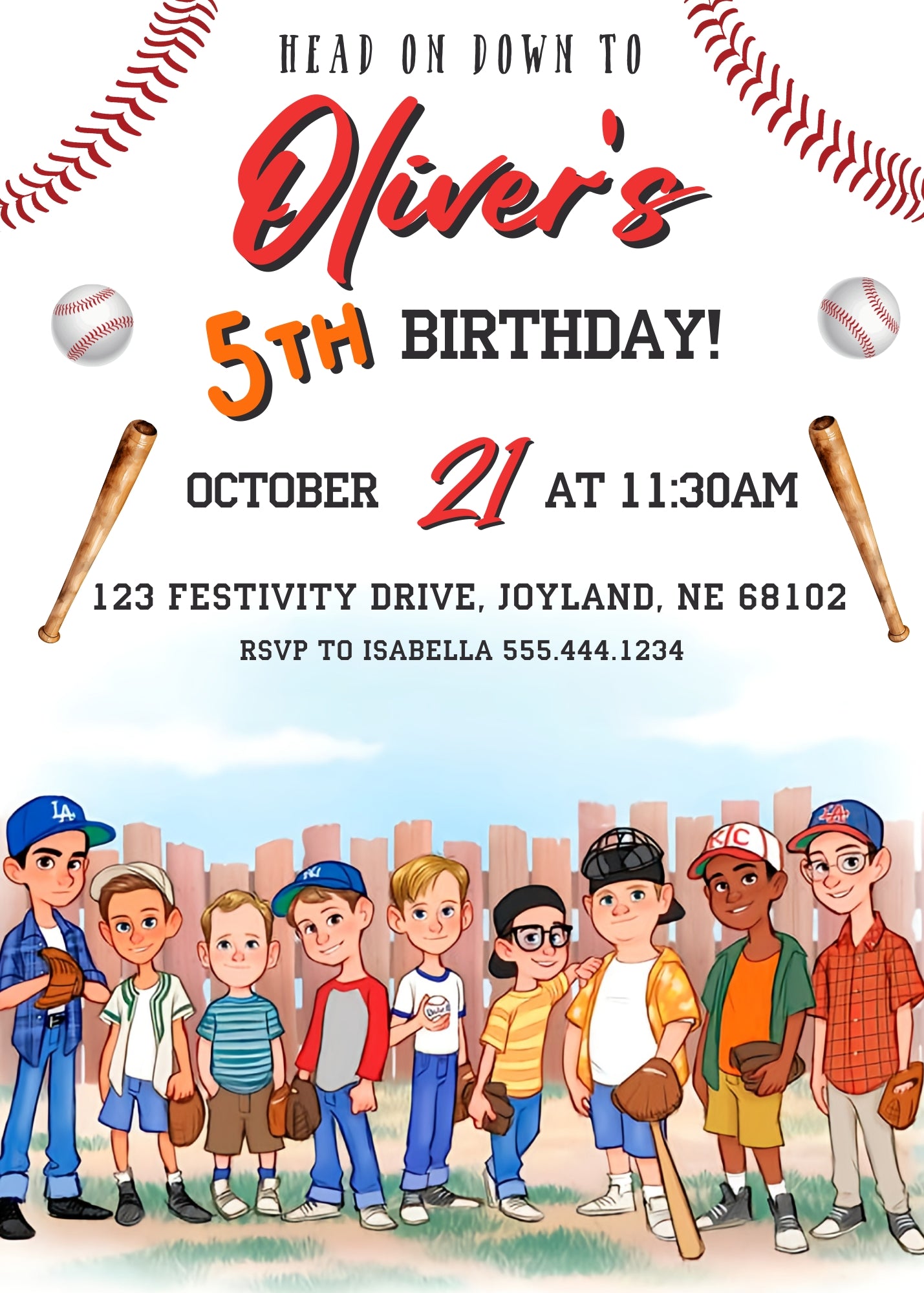 Baseball MLB Sport customizable invitation template | Share or Print | SF442