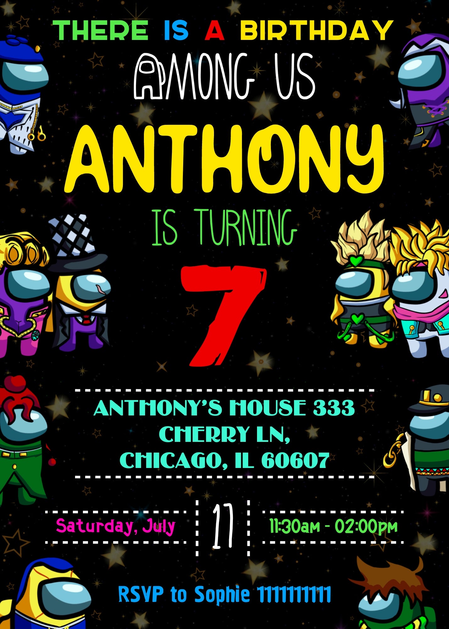 Among Us Gamer customizable invitation template | Share or Print | EP299