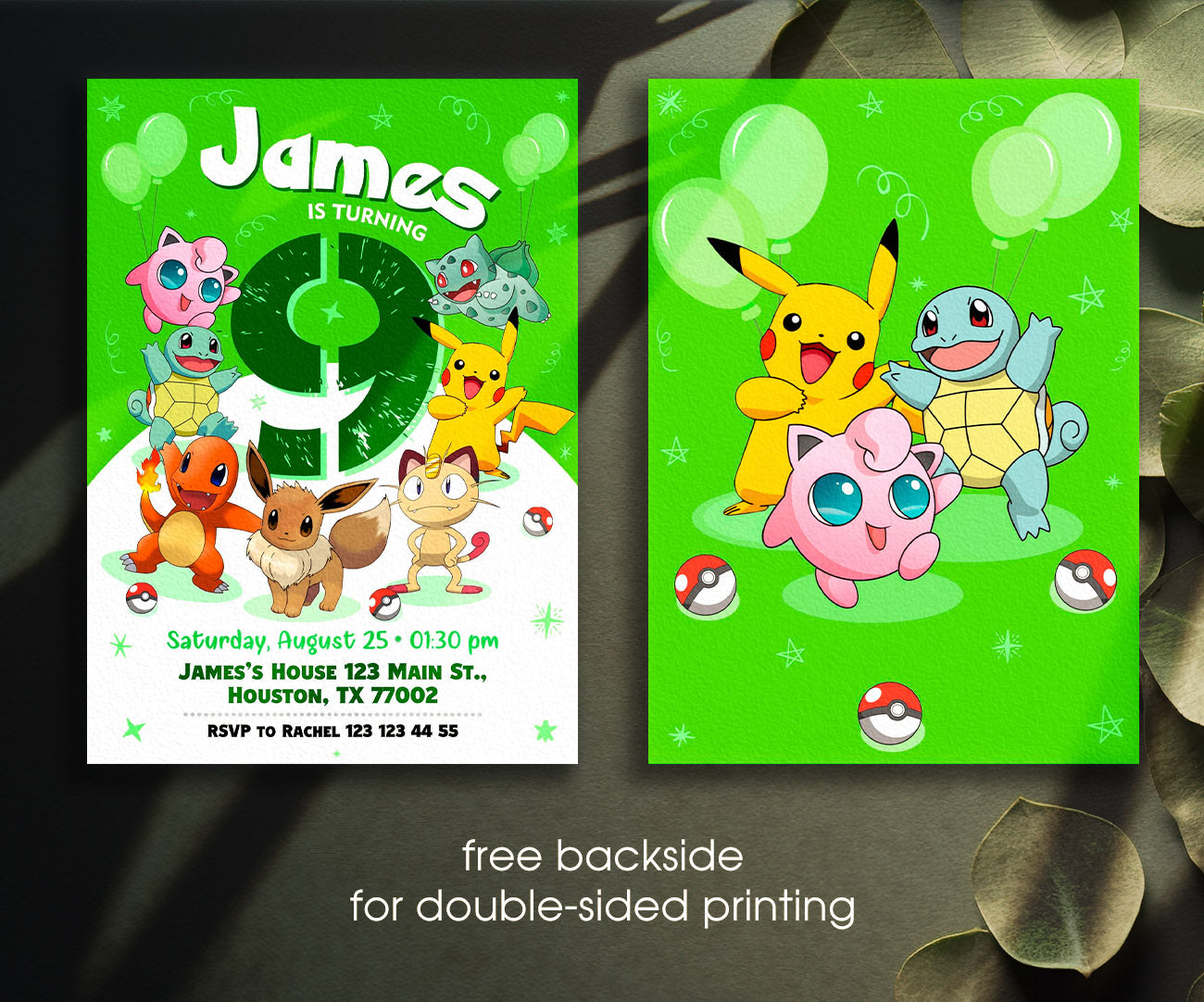 Pokemon Pikachu customizable invitation template | Share or Print | TC596
