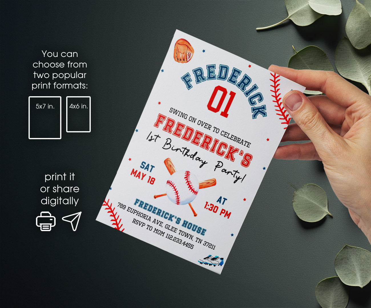 Baseball MLB Sport customizable invitation template | Share or Print | boy | XV378
