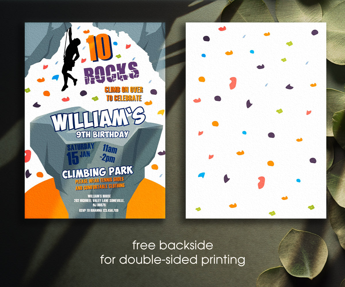 Rock Climbing customizable invitation template | Share or Print | LM693